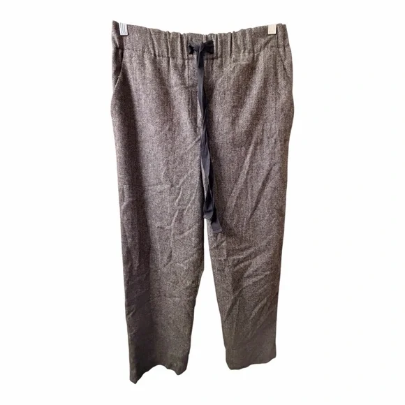 Zara Gray Herringbone Wool Blend Pull On Pants M - Picture 6 of 11